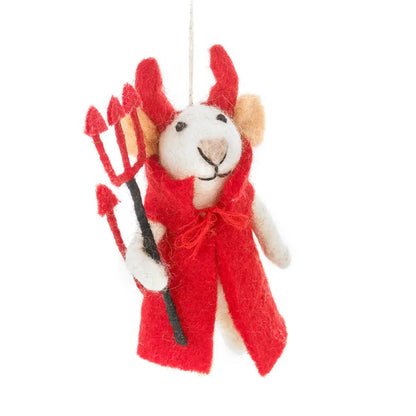Handmade Felt Ornament - Devil Mouse