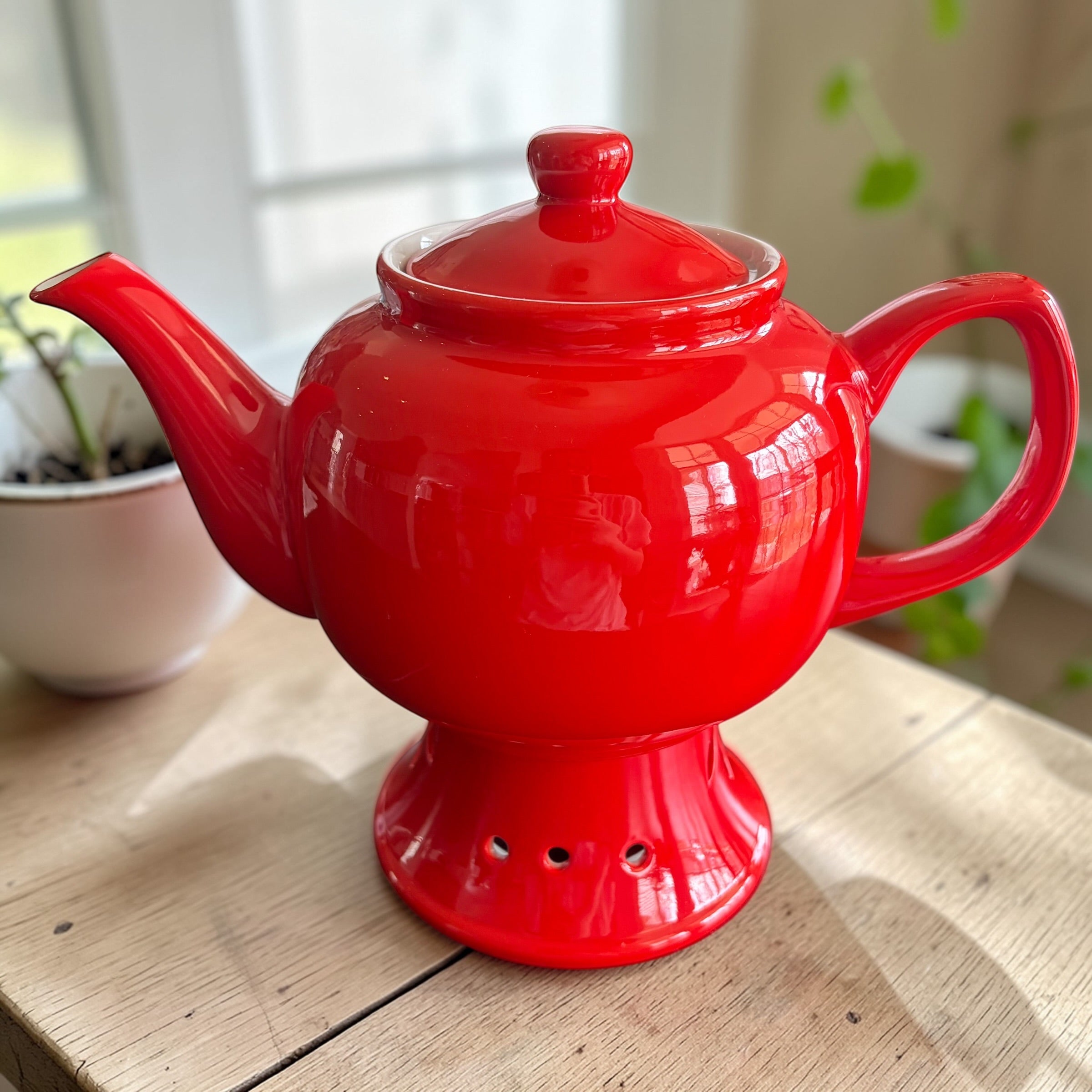 Vintage Teapot with Candle Warmer - Red (Unknown)
