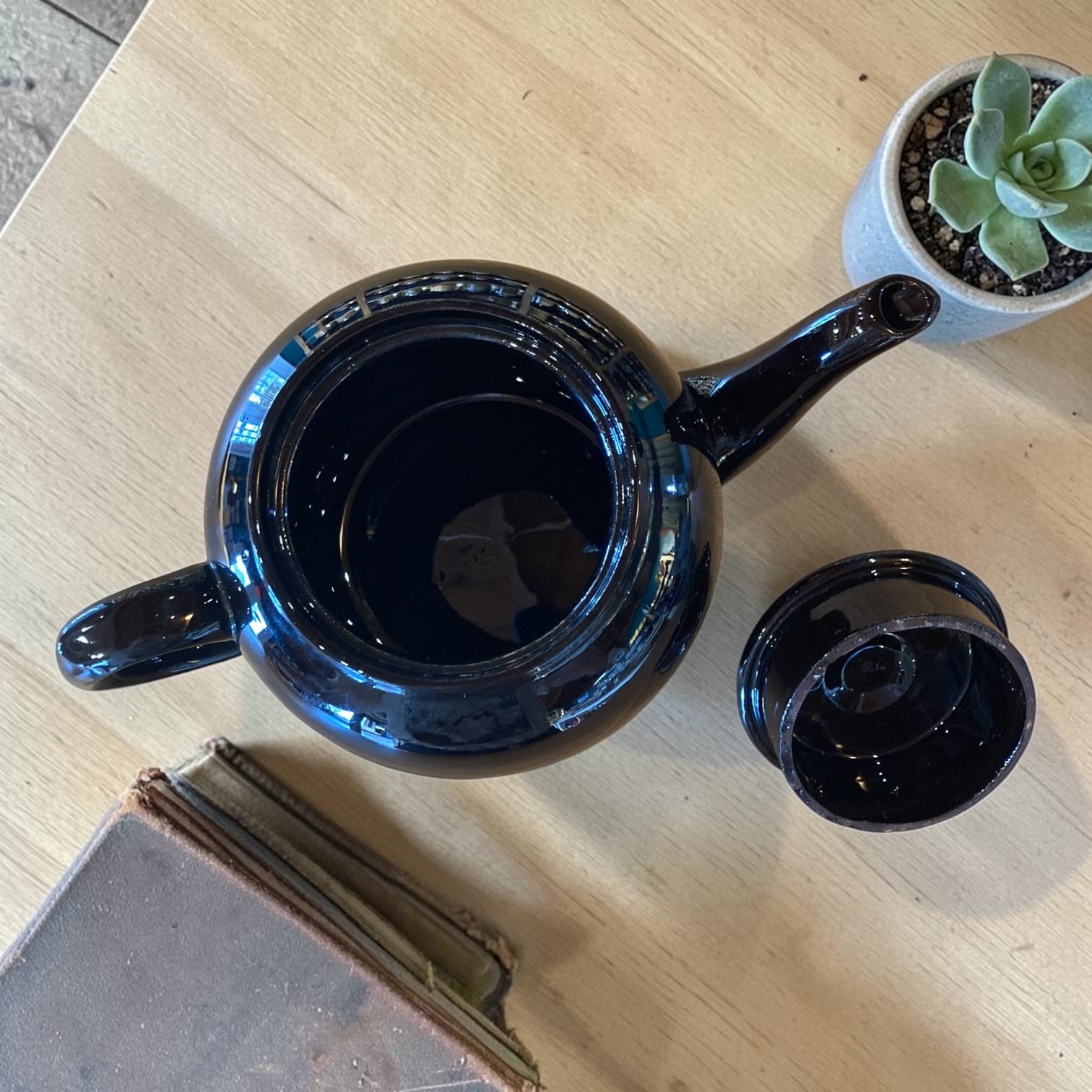 Vintage Teapot - Dark Brown Glazed