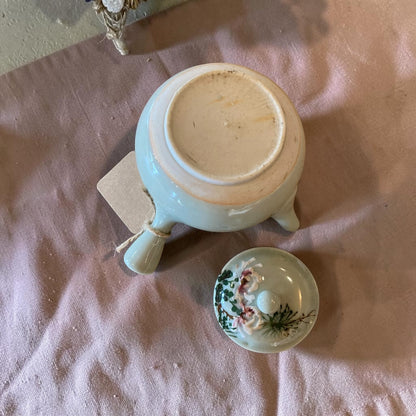 Vintage Teapot - Celadon Floral Relief