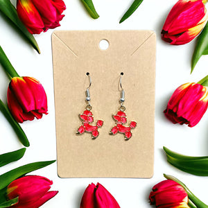 Steamed Stardust Dog Earrings - Red Poodles