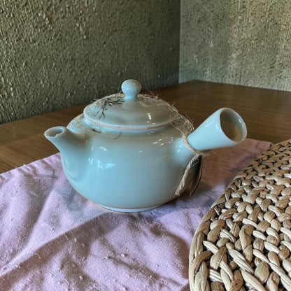 Vintage Teapot - Celadon Floral Relief