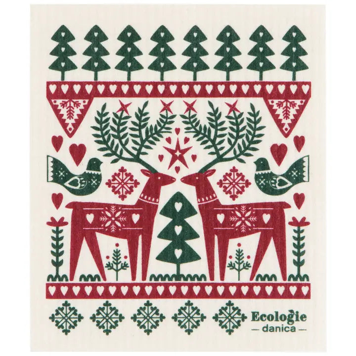 Swedish Sponge Cloth - Folk Forest Christmas