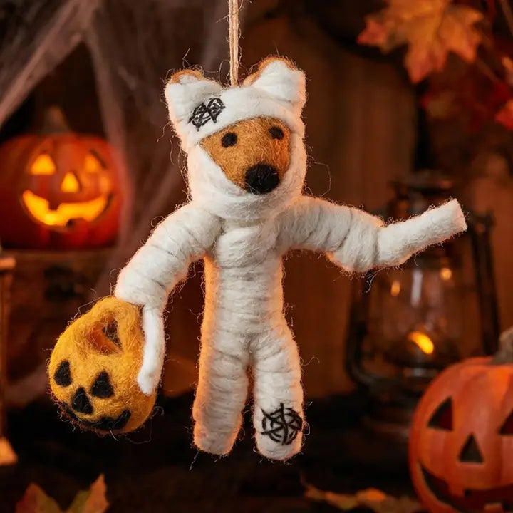 Handmade Felt Ornament - Foxy Mummy