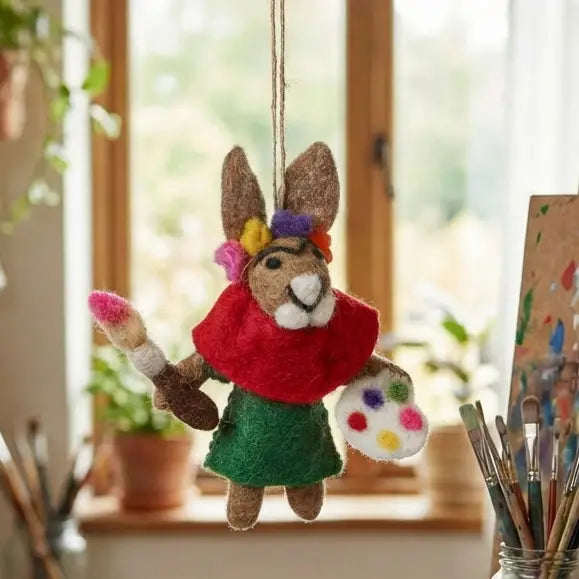 Handmade Felt Ornament - Frida Kahlo Hare