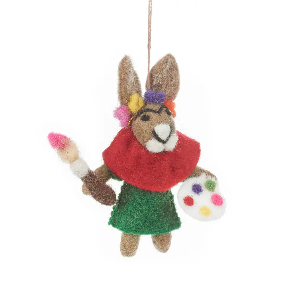 Handmade Felt Ornament - Frida Kahlo Hare