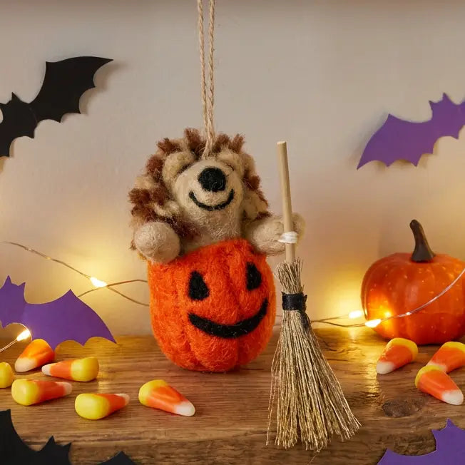 Handmade Felt Ornament - Halloween Hedgehog