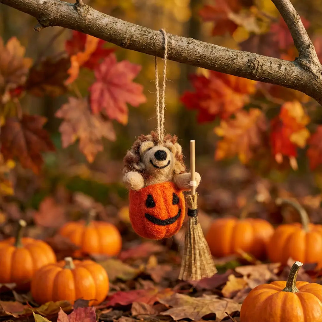 Handmade Felt Ornament - Halloween Hedgehog