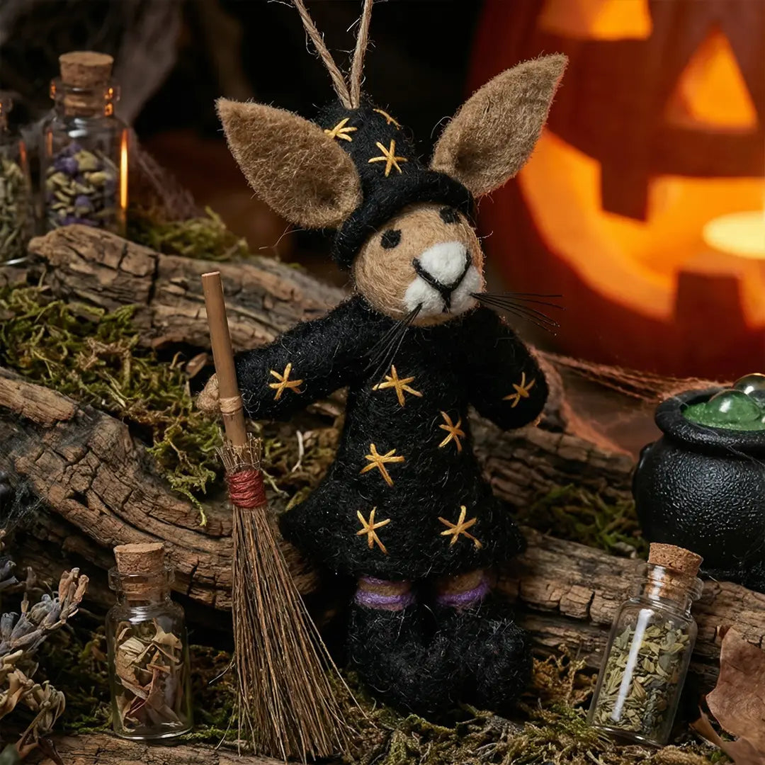 Handmade Felt Ornament - Hocus Pocus Hare