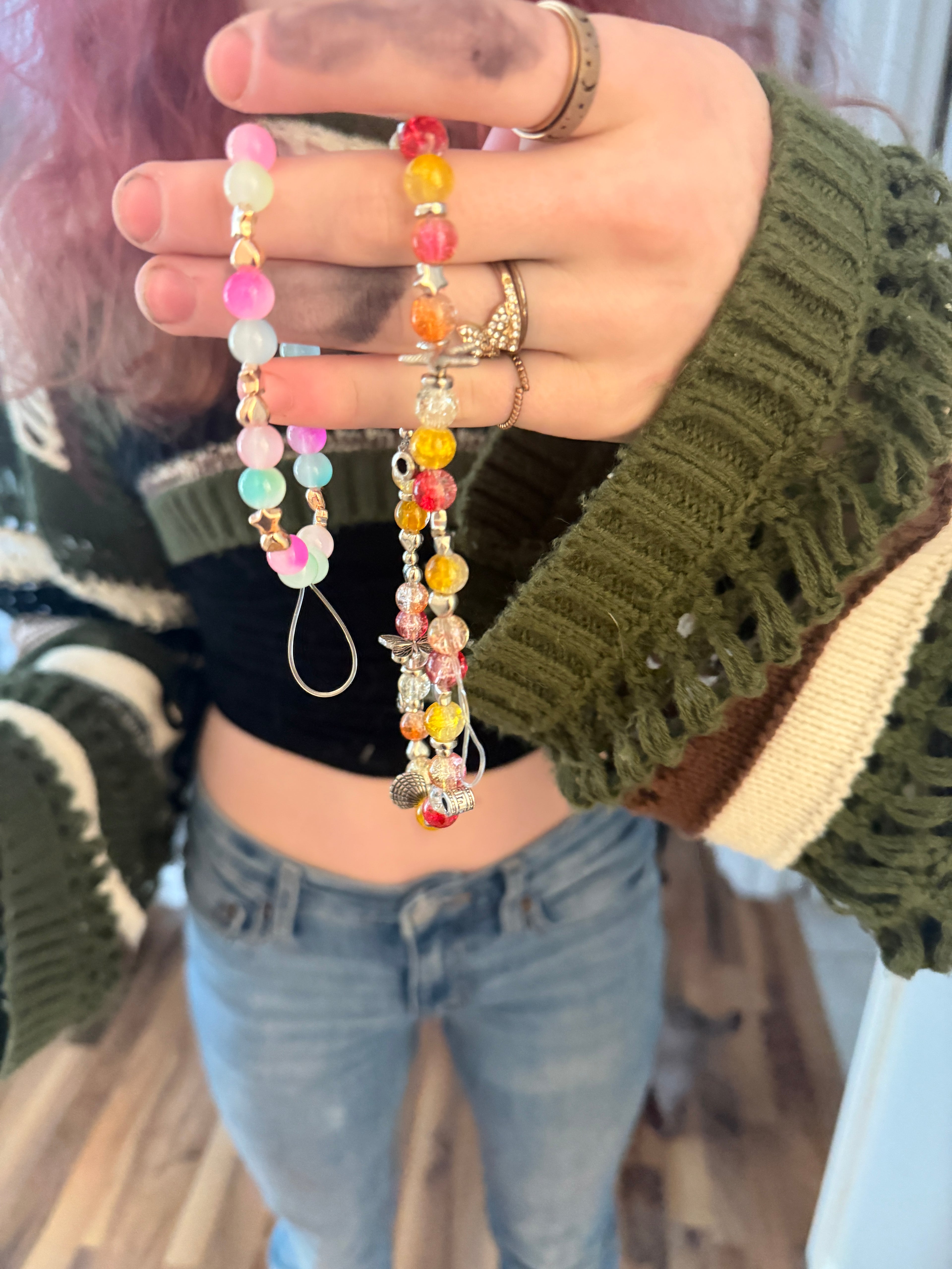 Glass Bead Bracelets &amp; Phone Charms
