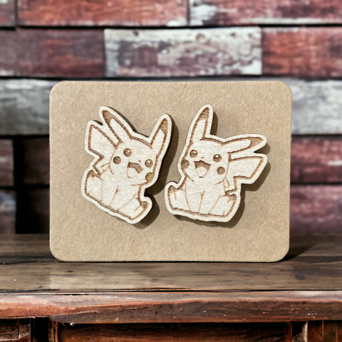 Wood Earrings - Pikachu!