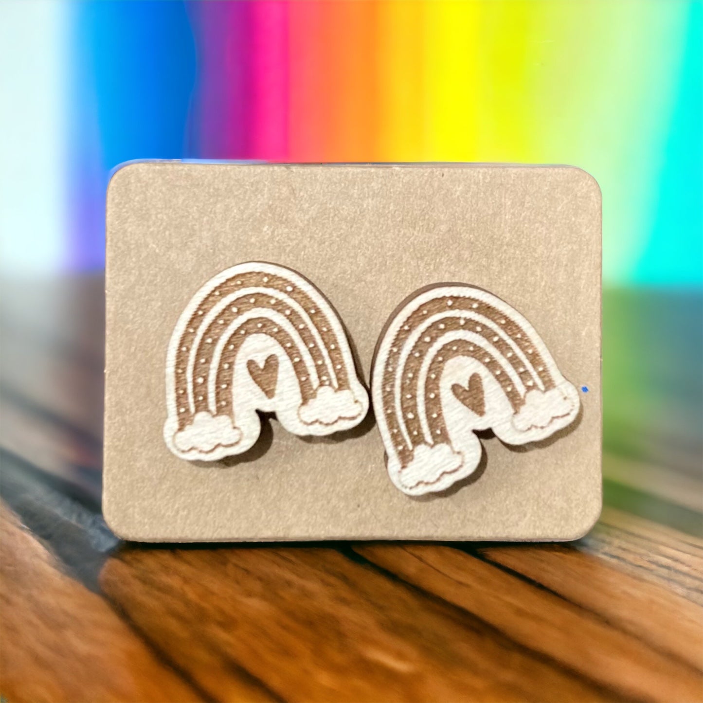 Wood Earrings - Rainbows