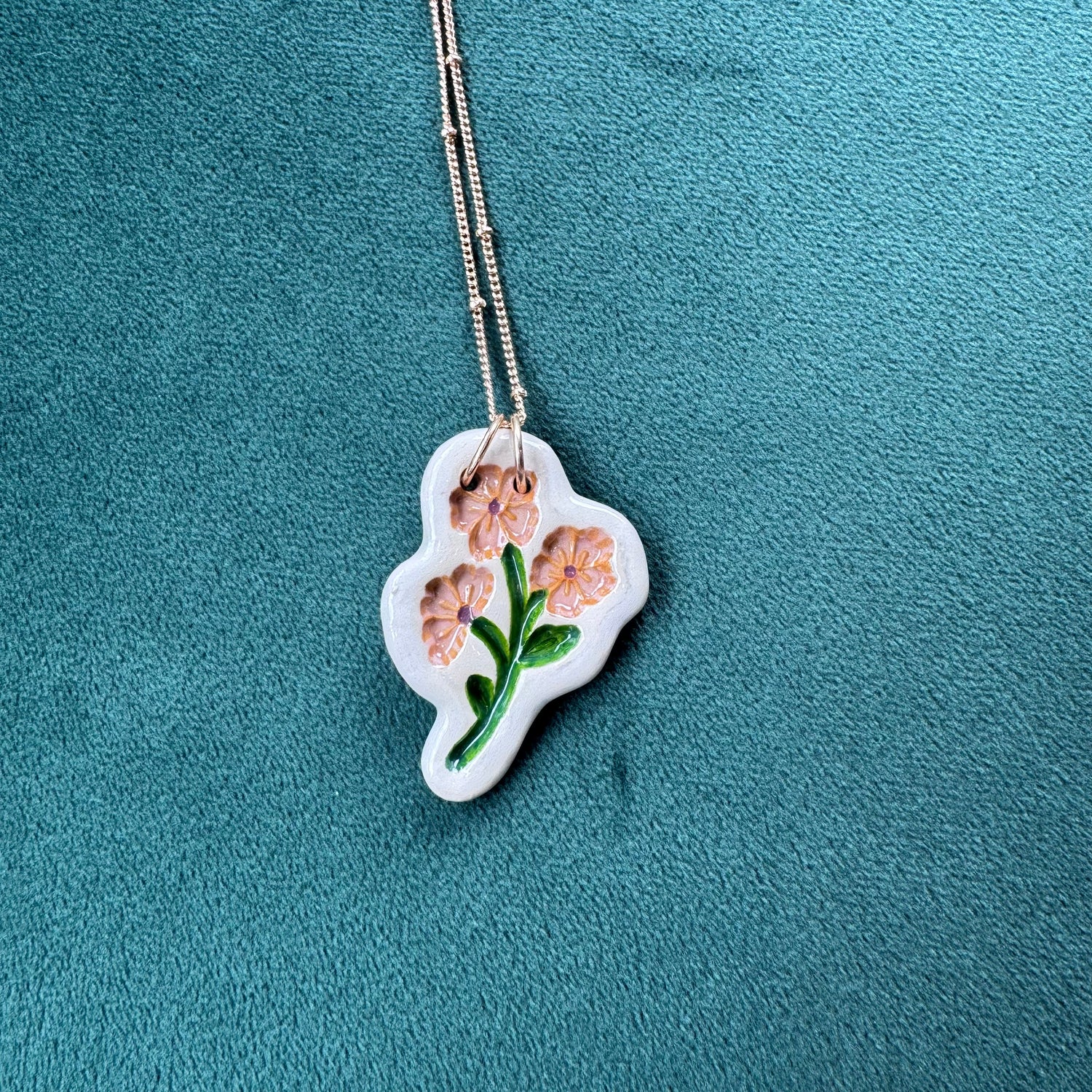 Handcrafted Pottery by Willow Pink Flower Necklace