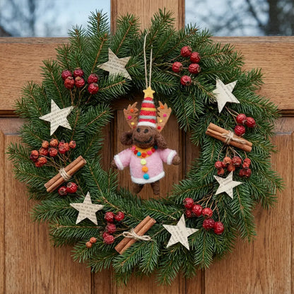Handmade Felt Ornament - Morris the Christmas Moose