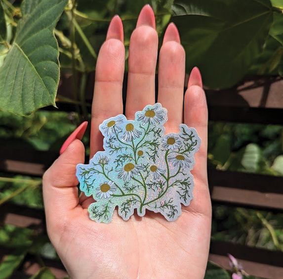 Glitter Sticker - Chamomile
