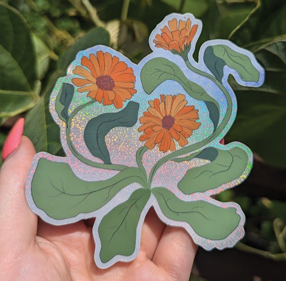 Glitter Sticker - Calendula
