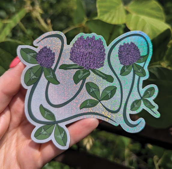 Glitter Sticker - Red Clover