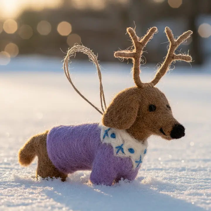 Handmade Felt Ornament - Rudy Dachshund