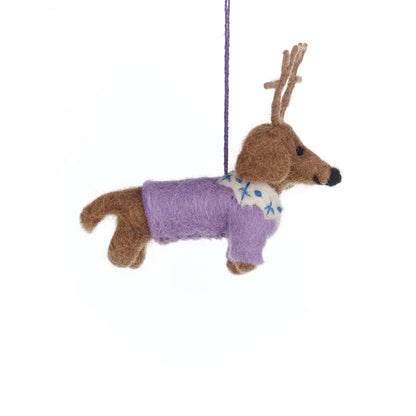 Handmade Felt Ornament - Rudy Dachshund