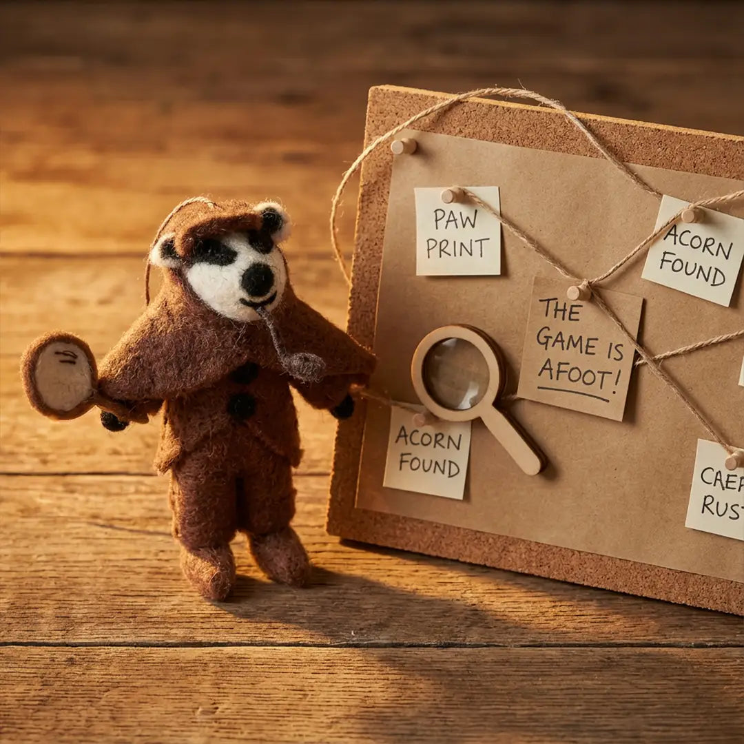 Handmade Felt Ornament - Sherlock Holmes Badger