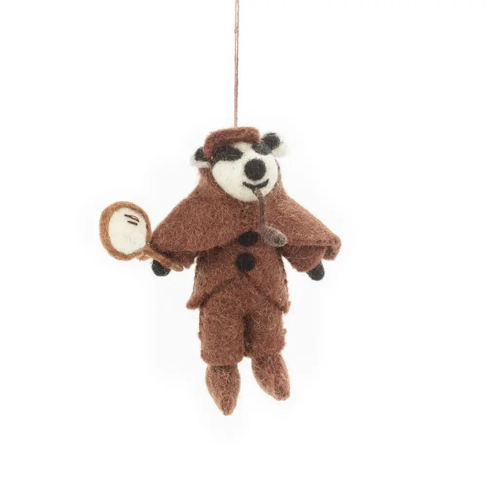 Handmade Felt Ornament - Sherlock Holmes Badger