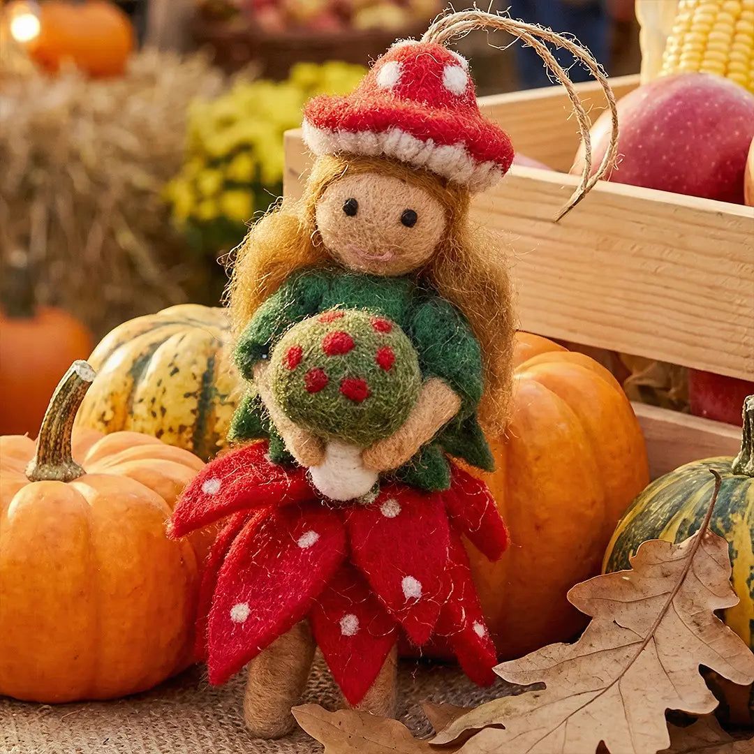 Handmade Felt Ornament - Toadstool Fairy