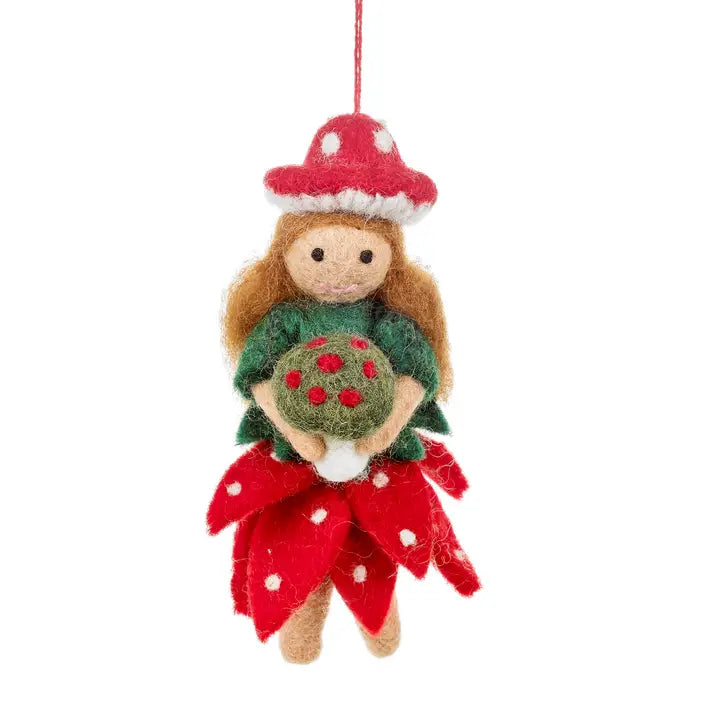 Handmade Felt Ornament - Toadstool Fairy