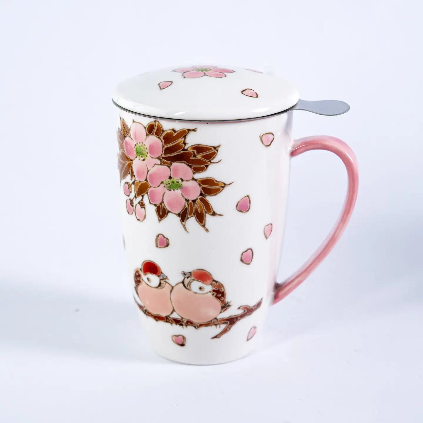 Twin Sparrows Cherry Blossoms Mug &amp; Infuser
