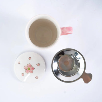 Twin Sparrows Cherry Blossoms Mug &amp; Infuser