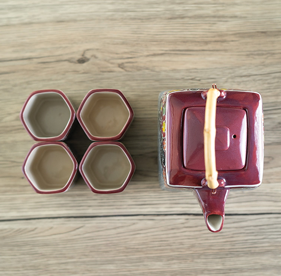 Dragonfly Tombo Tea Set (Teapot with 4 Cups)