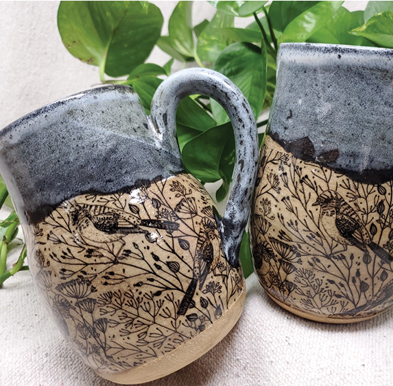 Turtle Hollow Pottery Mug - Birds & Branches