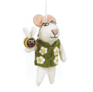 Handmade Felt Ornament - Isaac the Mouse