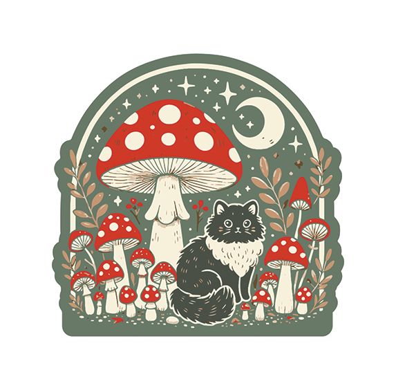 Vinyl Sticker - Moon Mushroom Kitty