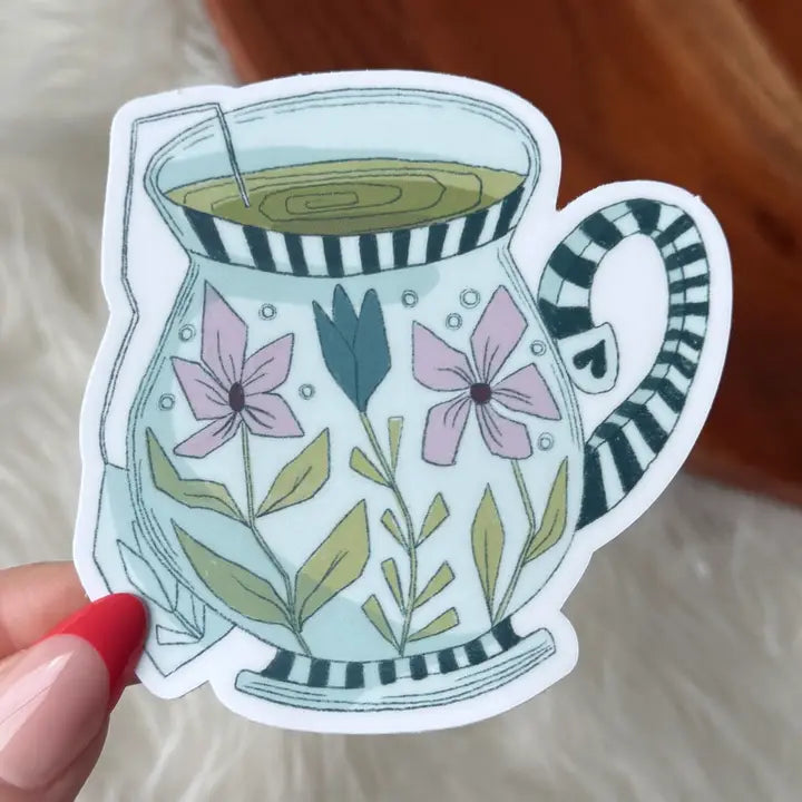 Vinyl Sticker - Floral Tea Cup