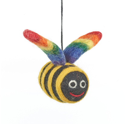 Handmade Felt Ornament - Rainbow Bumblebee