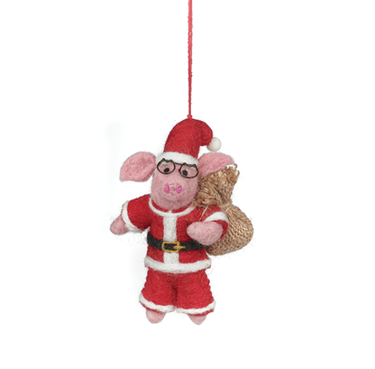 Handmade Felt Ornament - Ho Ho Hog