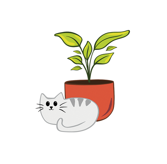 Vinyl Sticker - Cat &amp; Leaves