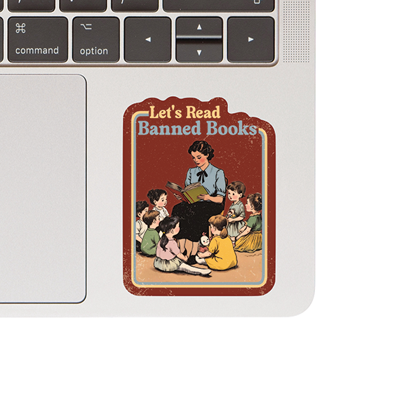 Stiker Let's Read Vinyl Sticker - Let's Read Banned Books – Leaf and Petal