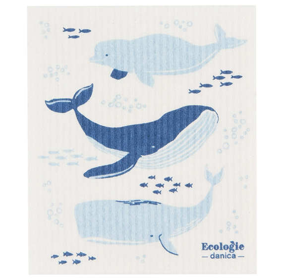 Swedish Sponge Cloth - Deep Blue (Whales)