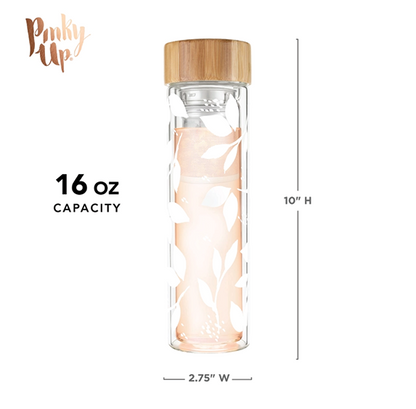 Glass Infuser Bottle - White Leaf