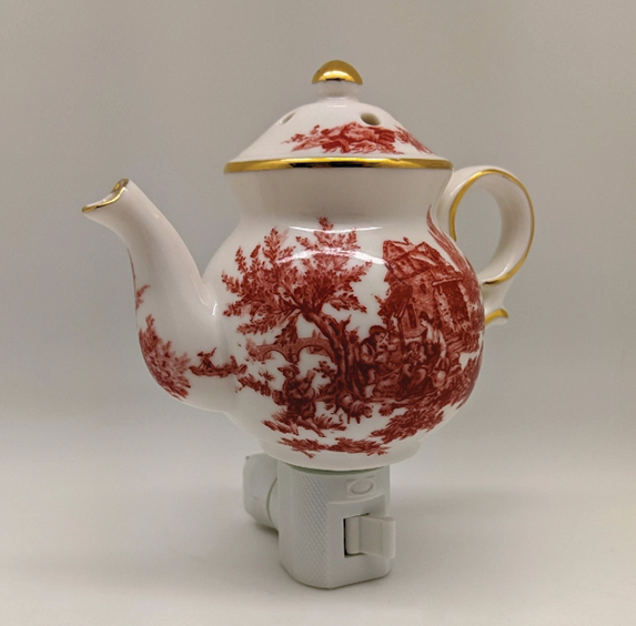 English Toile Teapot Nightlight - Red