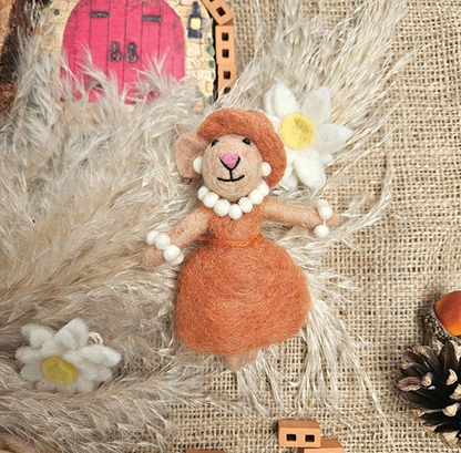 Handmade Felt Ornament - Evelyn the Mouse
