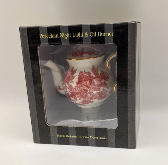 English Toile Teapot Nightlight - Red