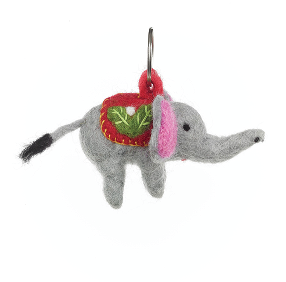 Handmade Felt Keyring - Elsie Elephant