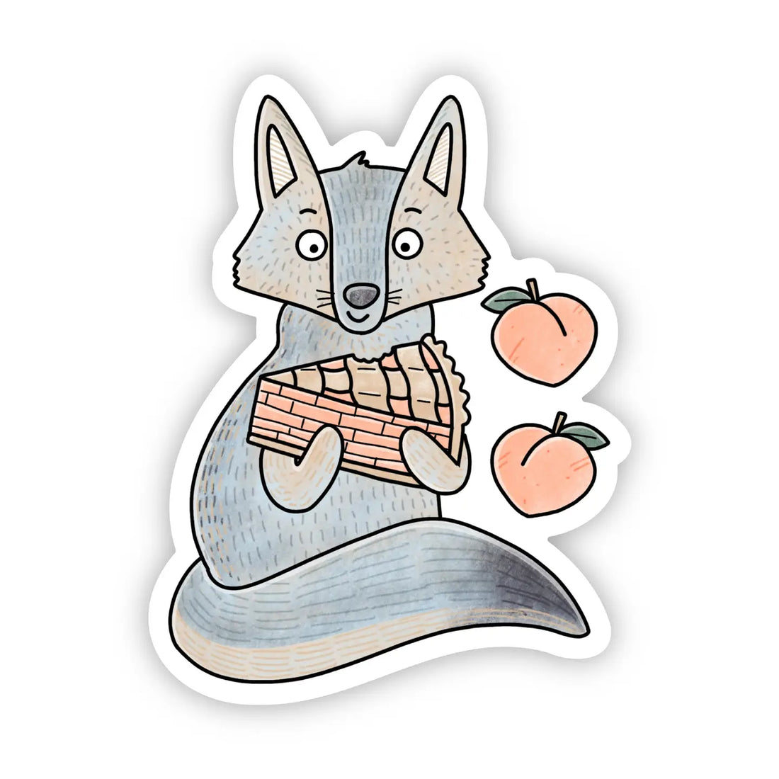 Vinyl Sticker - Gray Fox Peach Pie