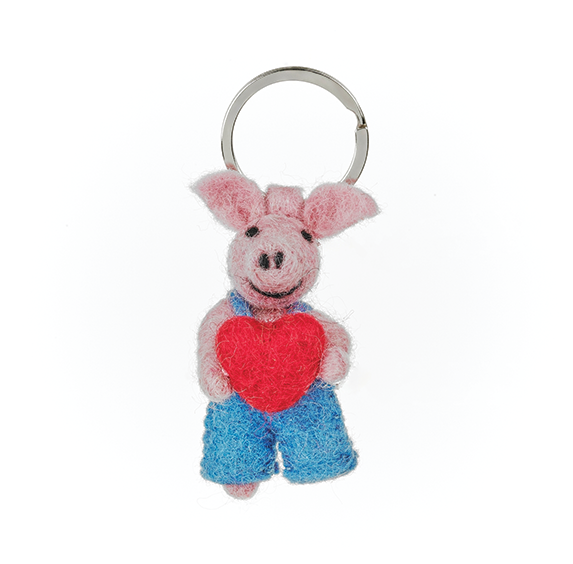 Handmade Felt Keyring - Piglet