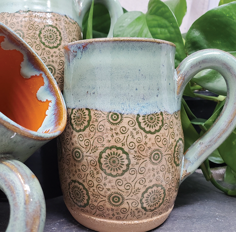 Turtle Hollow Pottery Mug - Retro Floral