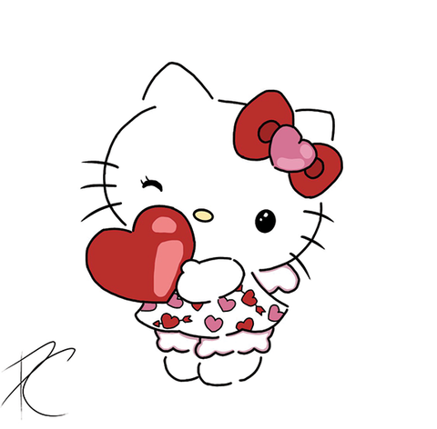 Vinyl Sticker - Hearts Kitty