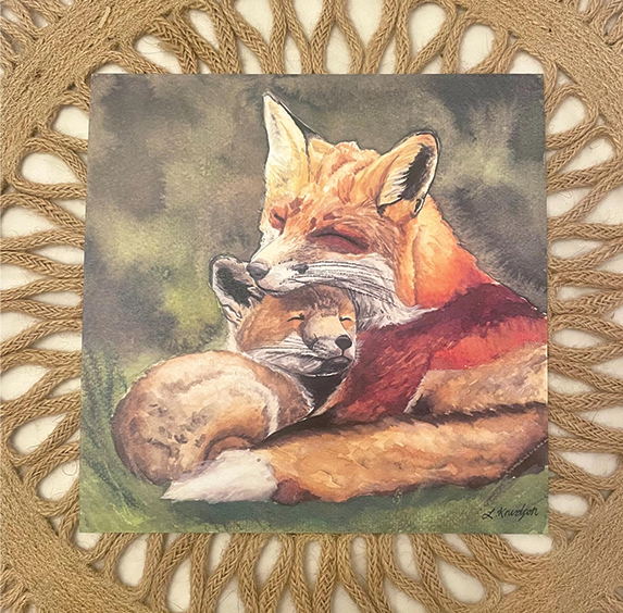 BristlesandDesign Art Print - &quot;Mother &amp; Baby Foxes&quot;