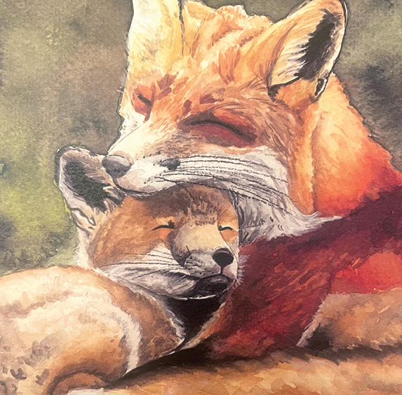 BristlesandDesign Art Print - &quot;Mother &amp; Baby Foxes&quot;